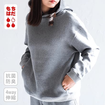 もちはだTOWN プルオーバーパーカー,インナー着なくても暖かいパーカー